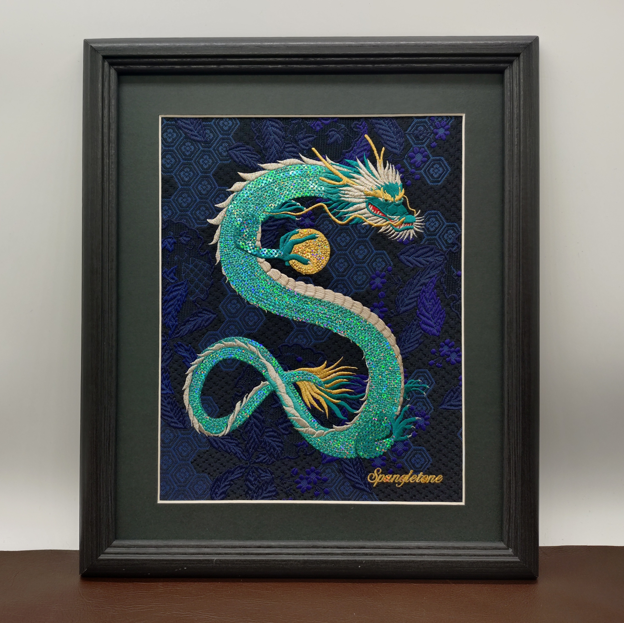 開運★龍神様刺繍アート 翠龍 スモール RR-1008